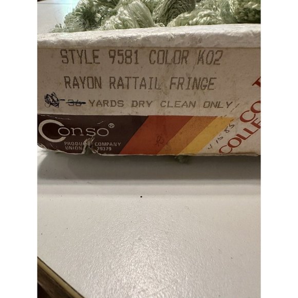 Vtg Conso Fabric Upholstery 2" Fringe Tassel  Trim Rattail  Pom Pom Green -Yard - Picture 5 of 5